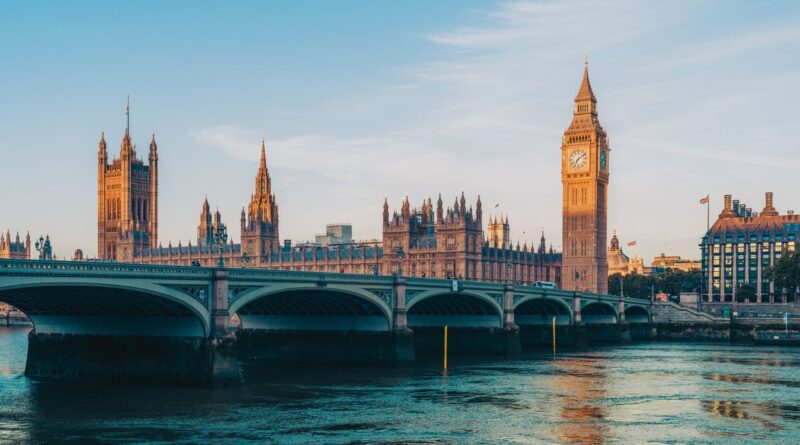 Westminster Parliament pictured in the morning with clear skies in background